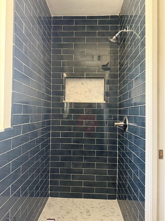Tiled walk-in shower