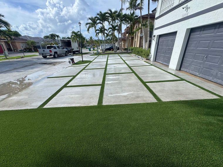 Concrete panels with turf joints