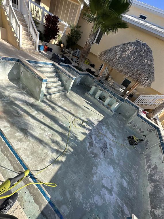 Spa and steps under construction